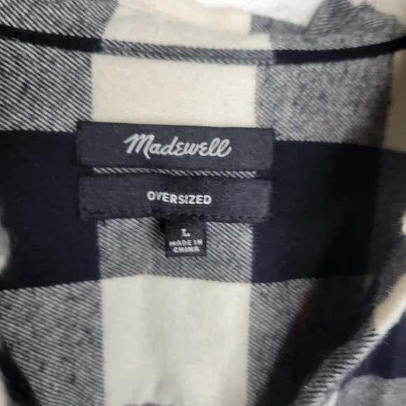Madewell Black White Check Button Down Flannel Shirt - Picture 2 of 5